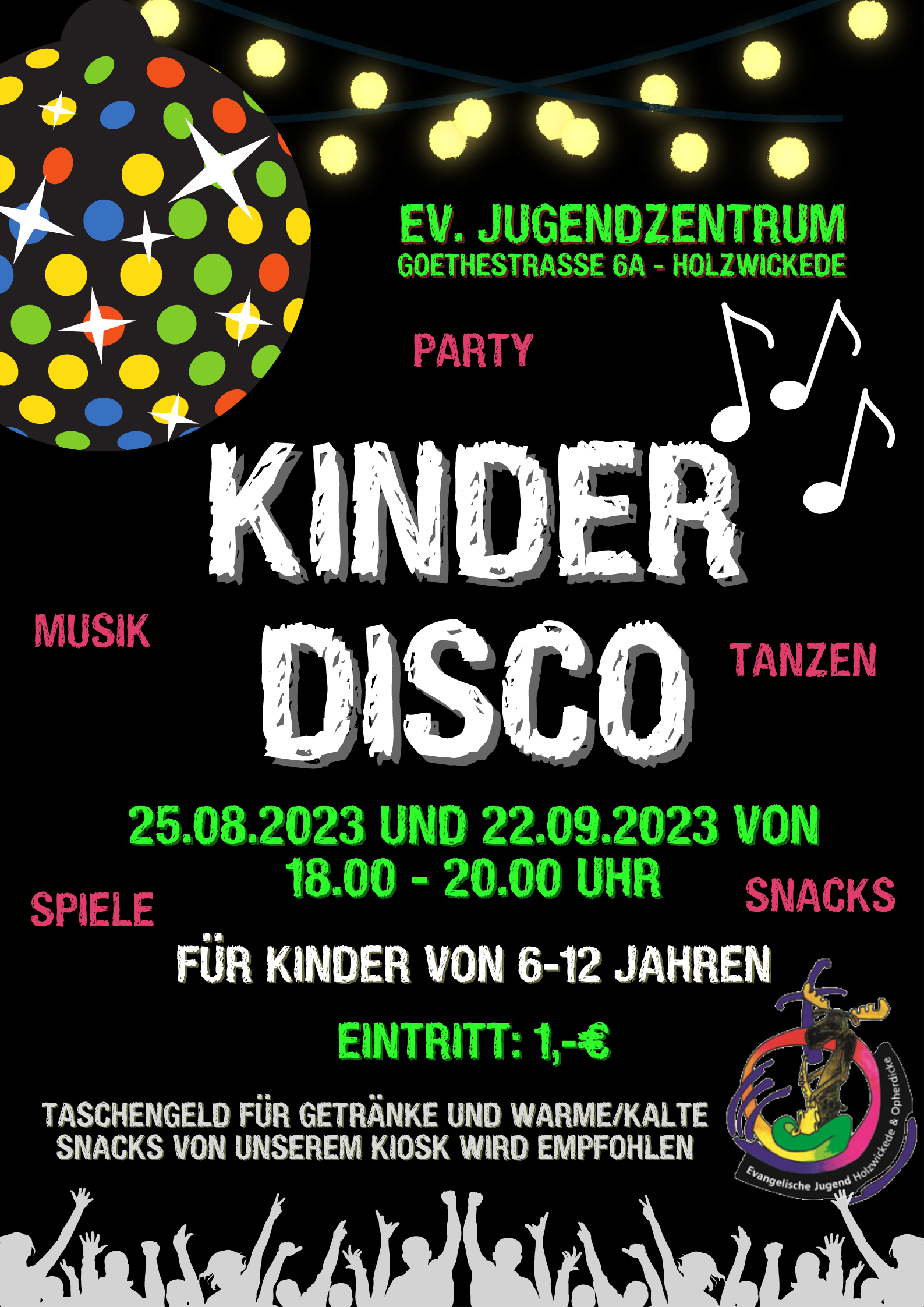 Plakat Kinderdisco 2. Halbjahr 2023